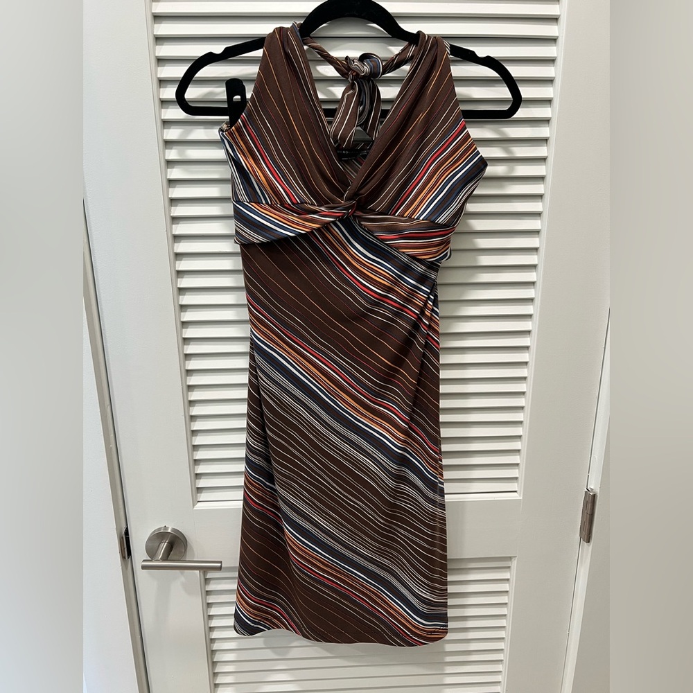 BCBGMaxAzria Multicolor Striped Backless Dress